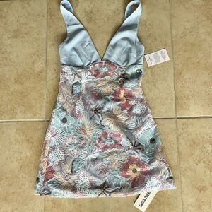 XS Floral Embroidered Mini Dress